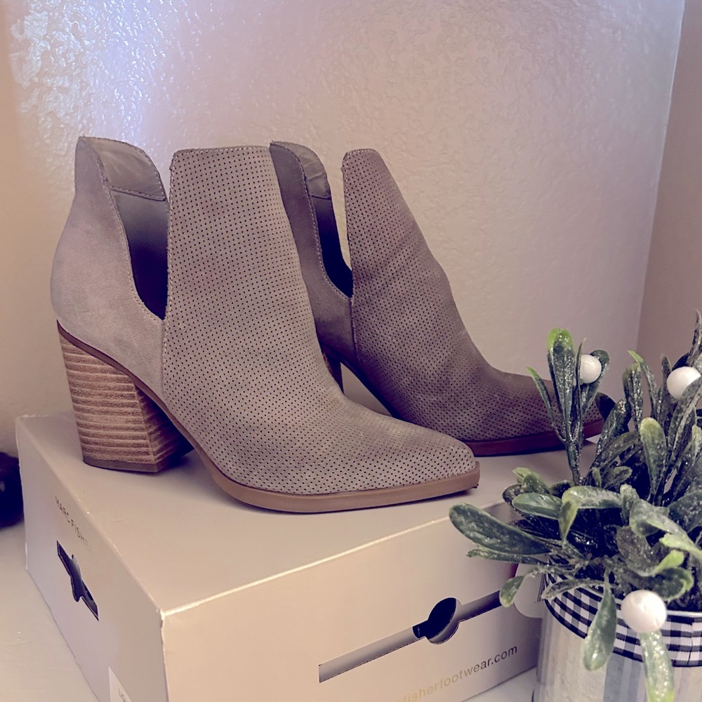 Grey beige booties